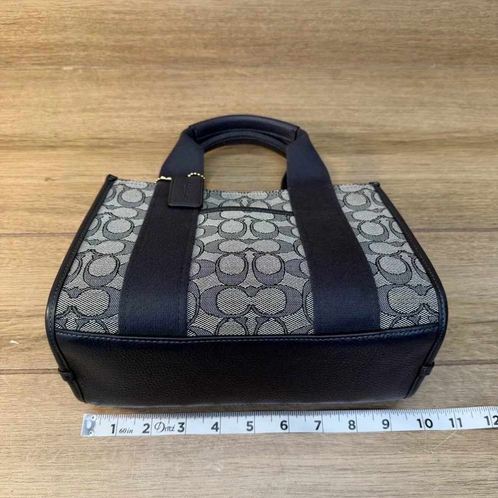Coach Smith Tote Bag 24 Signature Jacquard Navy Blue Gray Logo CAR78 NO STRAP